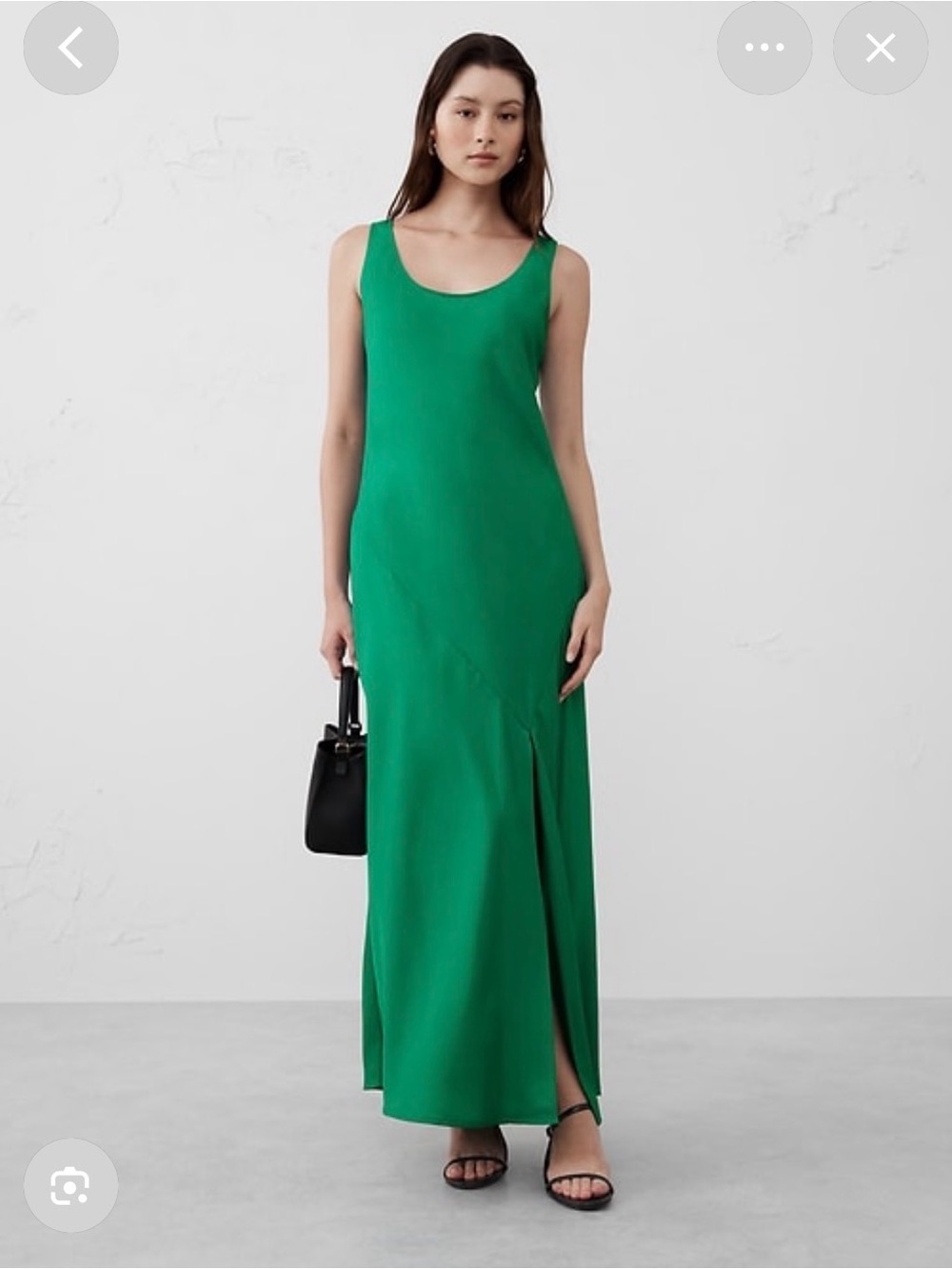NWOT Banana Republic Factory Silky Twill Bright Green Sleeveless Maxi Dress